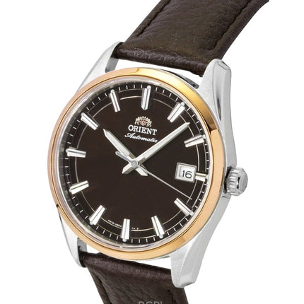 Orient Stretto Herrenuhr mit Lederarmband, braunem Zifferblatt und Automatikwerk (RA-AC0R03Y)
