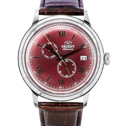 Orient Bambino GMT Version 8 Lederarmband Rotes Zifferblatt Automatik RA-AK0705R10B RA-AK0705R30B Herrenuhr