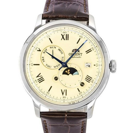Orient Bambino Version 9 Sonne- und Mondphase Champagner-Zifferblatt Automatik RA-AK0803Y10B RA-AK0803Y30B Herrenuhr
