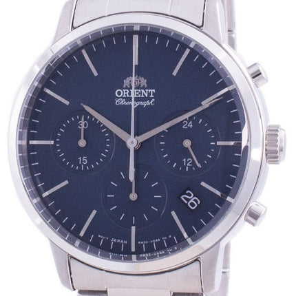 Orient Zeitgenössischer Chronograph Blaues Zifferblatt Quarz RA-KV0301L10B Herrenuhr