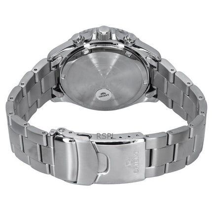 Orient Sports Chronograph Edelstahl Himmelblaues Zifferblatt Quarz Taucheruhr RA-TX0206L 200M Herrenuhr