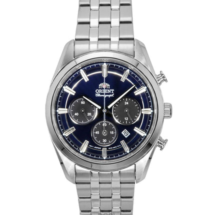 Orient Contemporary Chronograph Edelstahl Marineblaues Zifferblatt Quarz RA-TX0303L Herrenuhr