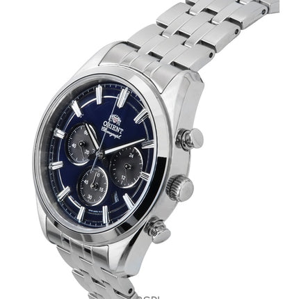 Orient Contemporary Chronograph Edelstahl Marineblaues Zifferblatt Quarz RA-TX0303L Herrenuhr