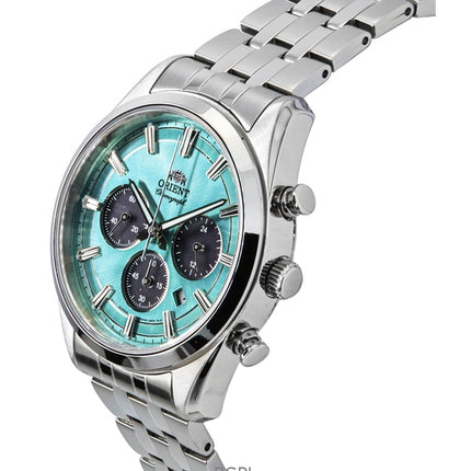 Orient Contemporary Chronograph Edelstahl Himmelblaues Zifferblatt Quarz RA-TX0304L Herrenuhr
