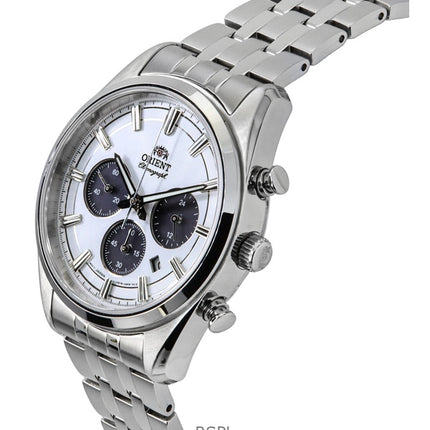 Orient Contemporary Chronograph Edelstahl weißes Zifferblatt Quarz RA-TX0305S Herrenuhr