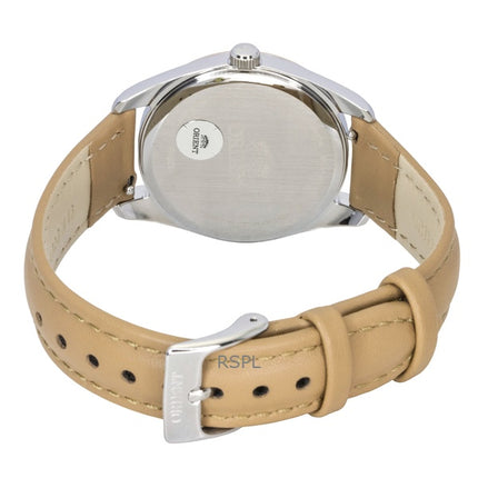 Orient Stretto Herrenuhr mit Lederarmband, weißem Zifferblatt und Solarfunktion RA-WG0604S
