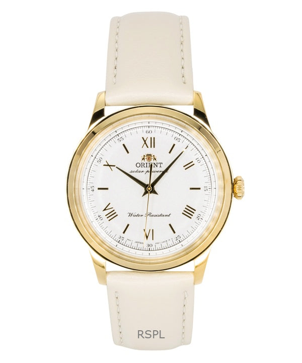 Orient Bambino Lederarmband Weißes Zifferblatt Solar RA-WK0001S Herrenuhr