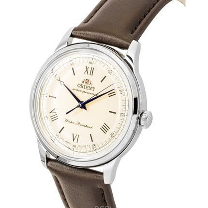Orient Bambino Lederarmband Champagner Zifferblatt Solar RA-WK0003G Herrenuhr