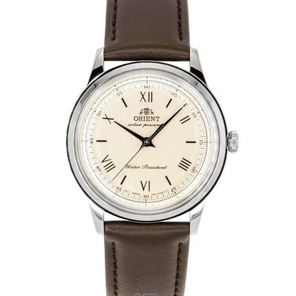 Orient Bambino Lederarmband Champagner Zifferblatt Solar RA-WK0003G Herrenuhr