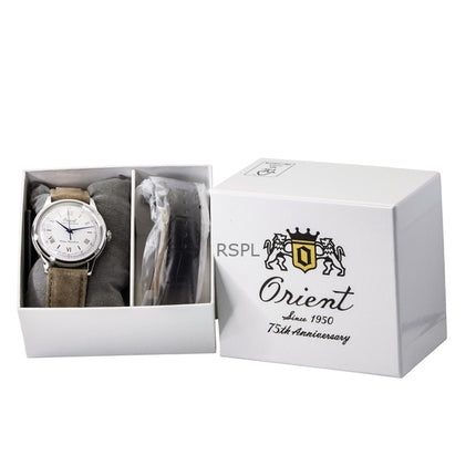 Orient Bambino 75th Anniversary Limited Edition Solar-Herrenuhr mit weißem Zifferblatt und zusätzlichem Armband RA-WK0006S
