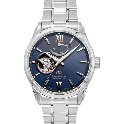 Orient Star Contemporary Mechanical Limited Edition Edelstahl Blau Grau Offenes Herz Zifferblatt Automatik RE-AT0021L 100M Herrenuhr