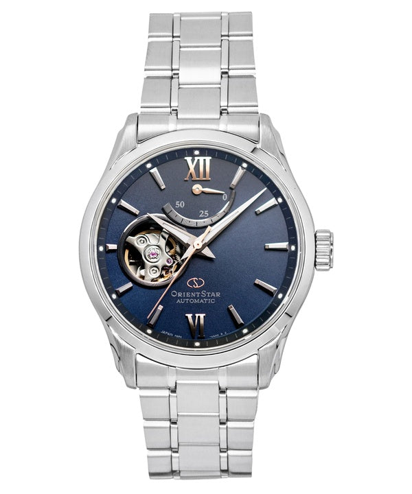 Orient Star Contemporary Mechanical Limited Edition Edelstahl Blau Grau Offenes Herz Zifferblatt Automatik RE-AT0021L 100M Herrenuhr