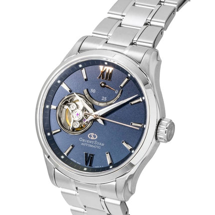 Orient Star Contemporary Mechanical Limited Edition Edelstahl Blau Grau Offenes Herz Zifferblatt Automatik RE-AT0021L 100M Herrenuhr