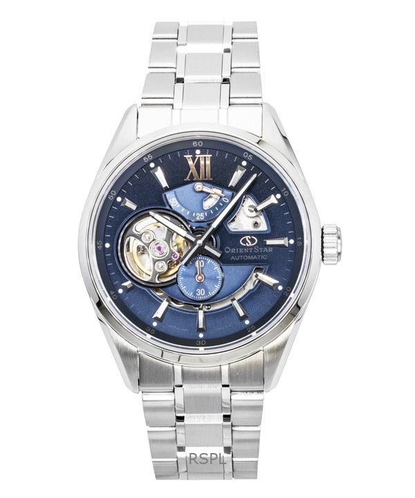 Orient Star Keshiki Limited Edition Edelstahl Open Heart Blau-Graues Zifferblatt Automatik RE-AV0132L 100M Herrenuhr