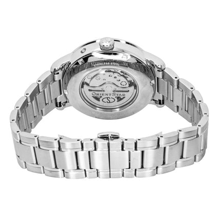 Orient Star M45 F7 Mechanische Mondphasenuhr, Edelstahl, weißes Zifferblatt mit offenem Herz, Automatik, Herrenuhr RE-BT0005S