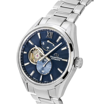 Orient Star Contemporary M34 F7 Edelstahl Open Heart Blaues Zifferblatt Automatik Herrenuhr RE-BY0010L