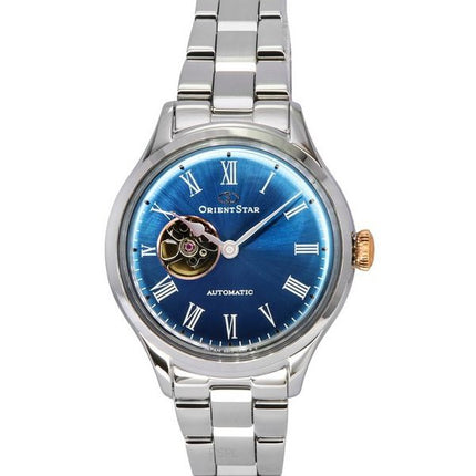 Orient Star Classic Limited Edition Open Heart blaues Zifferblatt Automatik RE-ND0019L00B Damenuhr mit zusätzlichem Armband