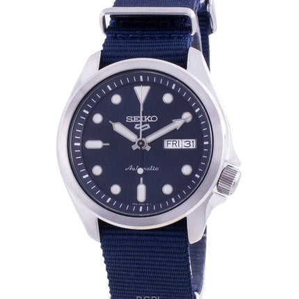 Generalüberholte Seiko 5 Sports Nylonarmband blaues Zifferblatt Automatik SRPE63K1 100M Herrenuhr