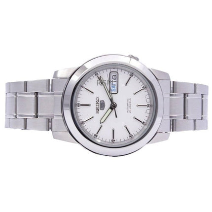 Generalüberholte Seiko 5 Automatikuhr mit weißem Zifferblatt und 21 Steinen SNKE49K1 für Herren