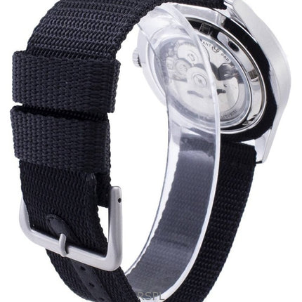 Generalüberholte Seiko Automatik-Sportuhr SNZG15J1 mit schwarzem Zifferblatt und Herrenarmband