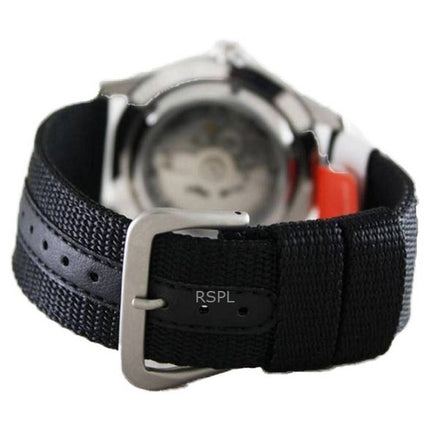 Generalüberholte Seiko Automatik-Sportuhr SNZG15J1 mit schwarzem Zifferblatt und Herrenarmband