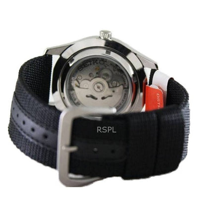 Generalüberholte Seiko Automatik-Sportuhr SNZG15J1 mit schwarzem Zifferblatt und Herrenarmband