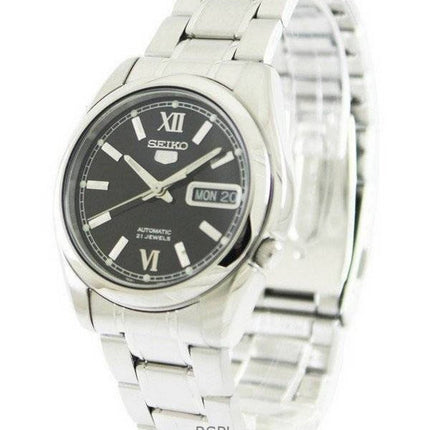 Generalüberholte Seiko 5 Automatikuhr mit schwarzem Zifferblatt und 21 Steinen SNKL55K1 für Herren