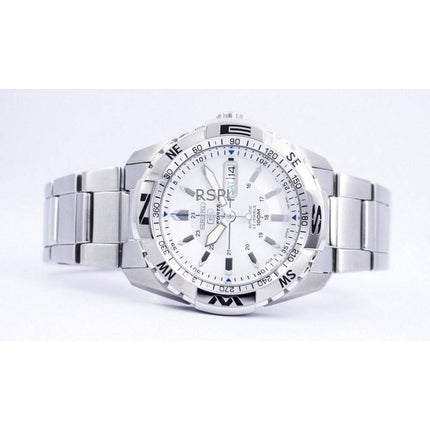 Generalüberholte Seiko 5 Sports Automatikuhr mit silbernem Zifferblatt und 23 Steinen, hergestellt in Japan, SNZJ03J1