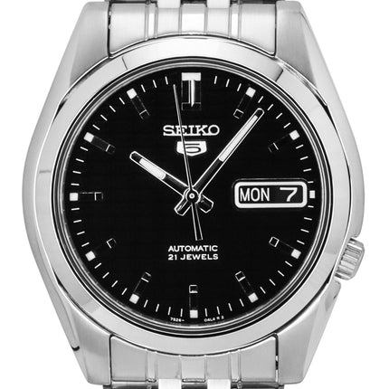 Generalüberholte Seiko 5 Automatikuhr mit schwarzem Zifferblatt und 21 Steinen SNK361K1 für Herren
