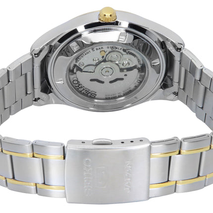 Generalüberholte Seiko 5 zweifarbige Edelstahl-Automatikuhr mit weißem arabischen Zifferblatt SNKP22J1