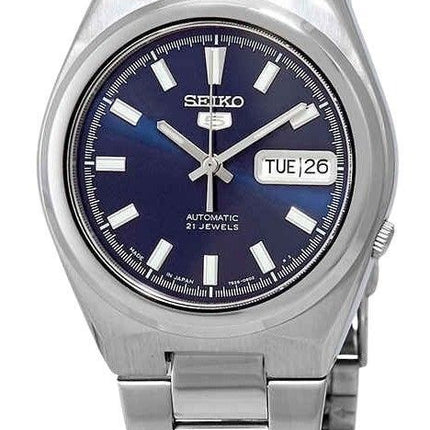 Generalüberholte Seiko Edelstahl-Automatikuhr mit blauem Zifferblatt SNKC51J1 für Herren