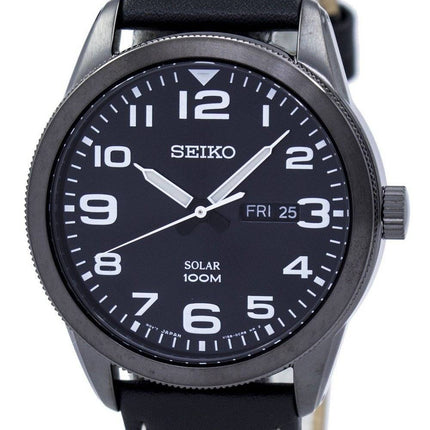 Generalüberholte Seiko Solar SNE477P1 Herrenuhr mit schwarzem Zifferblatt