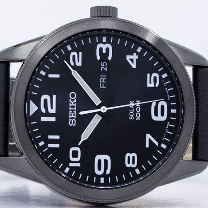 Generalüberholte Seiko Solar SNE477P1 Herrenuhr mit schwarzem Zifferblatt