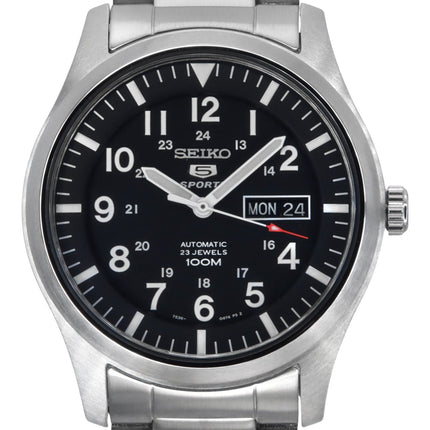 Generalüberholte Seiko 5 Sports Automatikuhr mit schwarzem Zifferblatt SNZG13K1 für Herren