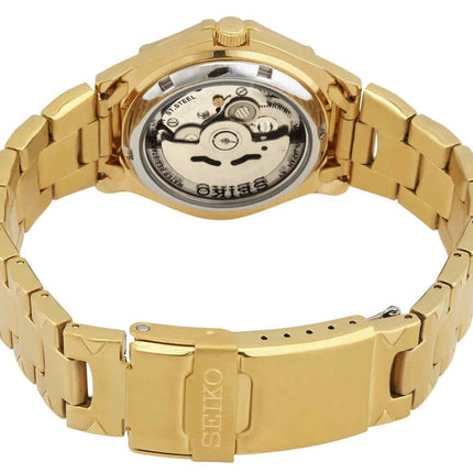 Generalüberholte Seiko 5 Sports Gold Tone Edelstahl Gold Zifferblatt Automatik SNZ450J1 100M Herrenuhr