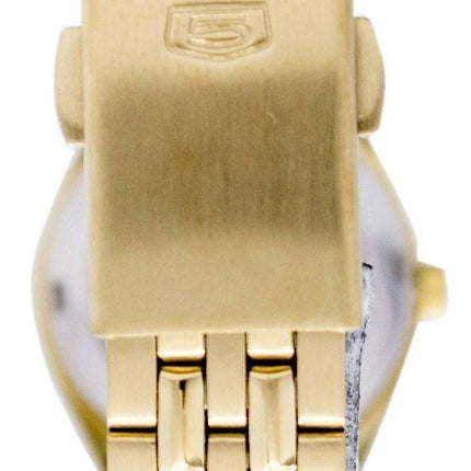 Generalüberholte Seiko 5 Automatikuhr mit goldenem Zifferblatt und 21 Steinen SYMA04K1 für Damen