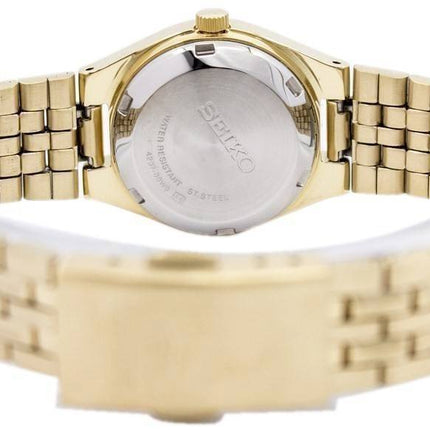 Generalüberholte Seiko 5 Automatikuhr mit goldenem Zifferblatt und 21 Steinen SYMA04K1 für Damen