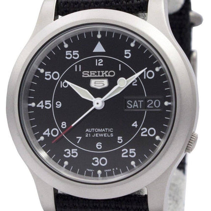 Generalüberholte Seiko 5 Military Automatik SNK809K2 Herrenuhr mit schwarzem Zifferblatt
