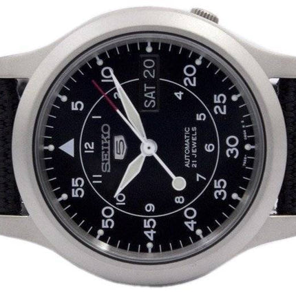 Generalüberholte Seiko 5 Military Automatik SNK809K2 Herrenuhr mit schwarzem Zifferblatt