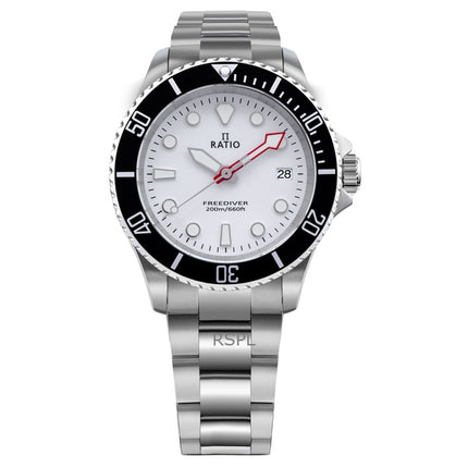 Ratio FreeDiver Saphir Edelstahl weißes Zifferblatt Quarz RTF037 200M Herrenuhr