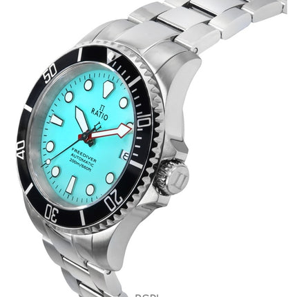 Ratio FreeDiver Saphir Edelstahl Eisblaues Zifferblatt Automatik RTF042 200M Herrenuhr