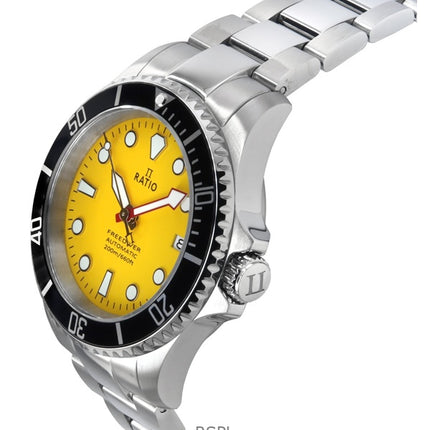 Ratio FreeDiver Saphir Edelstahl gelbes Zifferblatt Automatik RTF044 200M Herrenuhr