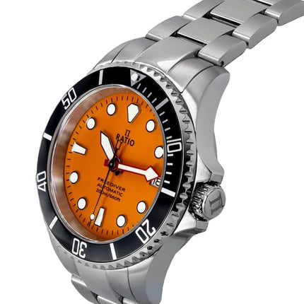 Generalüberholte Ratio FreeDiver Herrenuhr, Saphirglas, Edelstahl, oranges Zifferblatt, Automatik, RTF045, 200 m