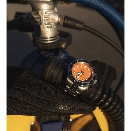 Generalüberholte Ratio FreeDiver Herrenuhr, Saphirglas, Edelstahl, oranges Zifferblatt, Automatik, RTF045, 200 m