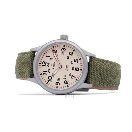 Generalüberholte Ratio Quest Herren-Feldarmbanduhr mit Saphirglas, Canvas-Armband, Quarzwerk, RTQ019, 100 m wasserdicht, Lewis &amp; Clark Edition