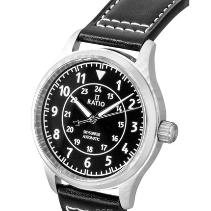Ratio Skysurfer Pilot Black Sunray Zifferblatt Leder Automatik RTS314 200M Herrenuhr