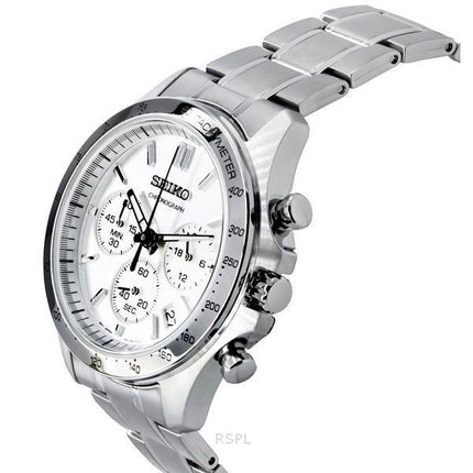 Seiko Spirit Chronograph Edelstahl Silber Zifferblatt Quarz SBTR009 100M Herrenuhr
