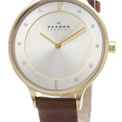 Skagen-Anita Gold Zifferblatt braun Leder Swarovski SKW2147 Damenuhr