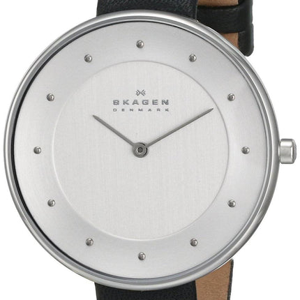 Skagen-Gitte weisses Ziffernblatt schwarzes Leder SKW2232 Damenuhr