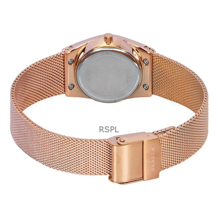 Skagen Grenen Lille Roségoldfarbene Edelstahl-Solaruhr mit weißem Zifferblatt SKW3078 für Damen